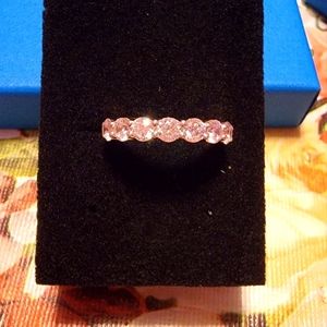 Charles Winston white diamond simulant 18k Yellow Gold Over Sterling Silver Band